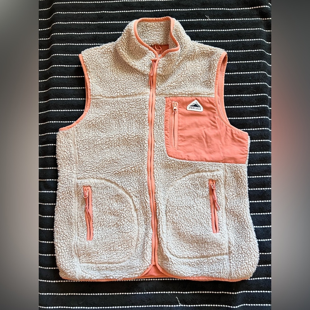 Penfield Cream and Peach Sherpa Vest. Sz M.